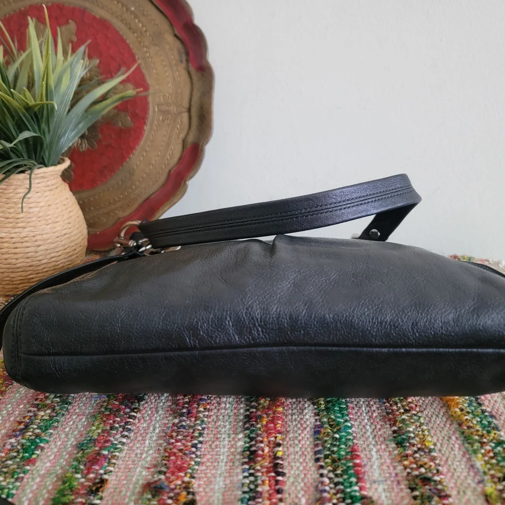 Coach Black Leather Satchel Bag Shoulder Crossbody Bag Convertible Purse